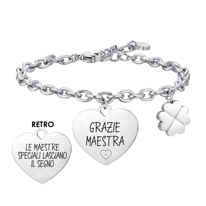BRACCIALE DONNA IN ACCIAIO GRAZIE MAESTRA