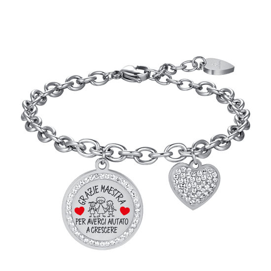 Bracciale Elastico Donna KIDULT LOVE 731332 Acciaio Cuore Maestra F.P Bracciale Elastico Donna KIDULT LOVE 731332 Acciaio Cuore Maestra F.P