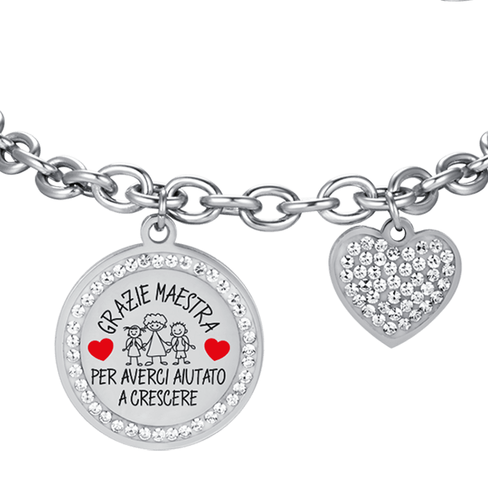 BRACCIALE DONNA IN ACCIAIO GRAZIE MAESTRA PER AVERCI AIUTATO A CRESCERE
