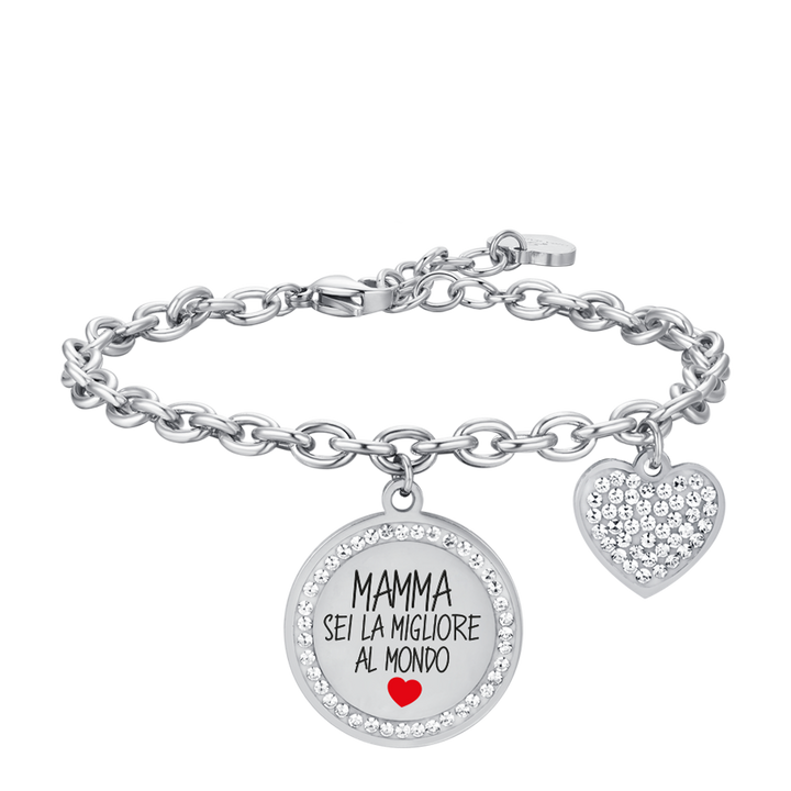 BRACCIALE DONNA IN ACCIAIO MAMMA SEI LA MIGLIORE AL MONDO