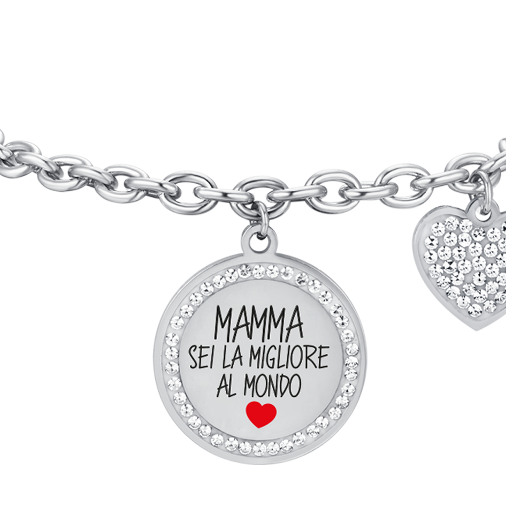 BRACCIALE DONNA IN ACCIAIO MAMMA SEI LA MIGLIORE AL MONDO