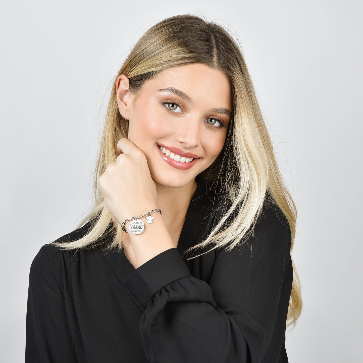 BRACCIALE DONNA IN ACCIAIO LA PUREZZA DI QUESTO GIORNO TI ACCOMPAGNI PER SEMPRE