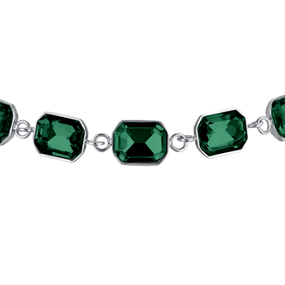 BRACCIALE DONNA IN ACCIAIO CON CRISTALLI VERDI