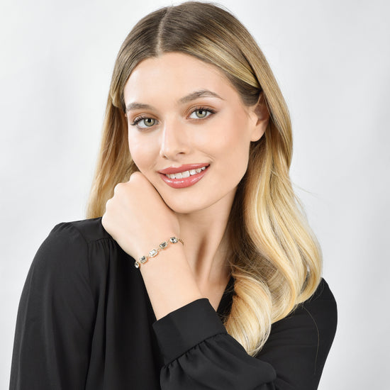 BRACCIALE DONNA IN ACCIAIO IP GOLD CON CRISTALLI BIANCHI