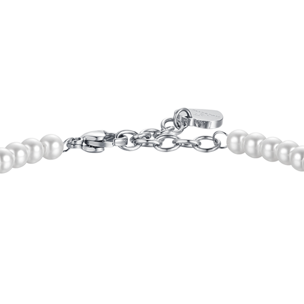 Bracciale Donna in Acciaio Con Perle Sintetiche Ed Elementi in Acciaio Bracciale Donna in Acciaio Con Perle Sintetiche Ed Elementi in Acciaio