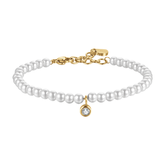 Bracciale a catena Skull con perla da Donna in Finitura oro pallido | McQueen IT Bracciale a catena Skull con perla da Donna in Finitura oro pallido | McQueen IT