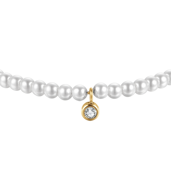 BRACCIALE DONNA IN ACCIAIO IP GOLD CON PERLE CON CRISTALLO BIANCO