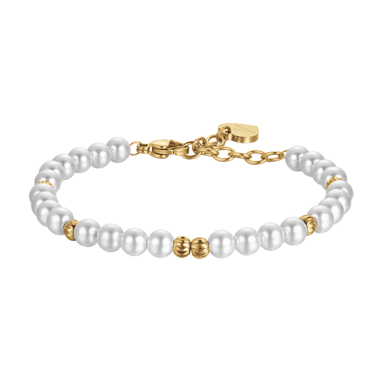 BRACCIALE DONNA IN ACCIAIO IP GOLD CON PERLE ED ELEMENTI IN ACCIAIO Luca Barra