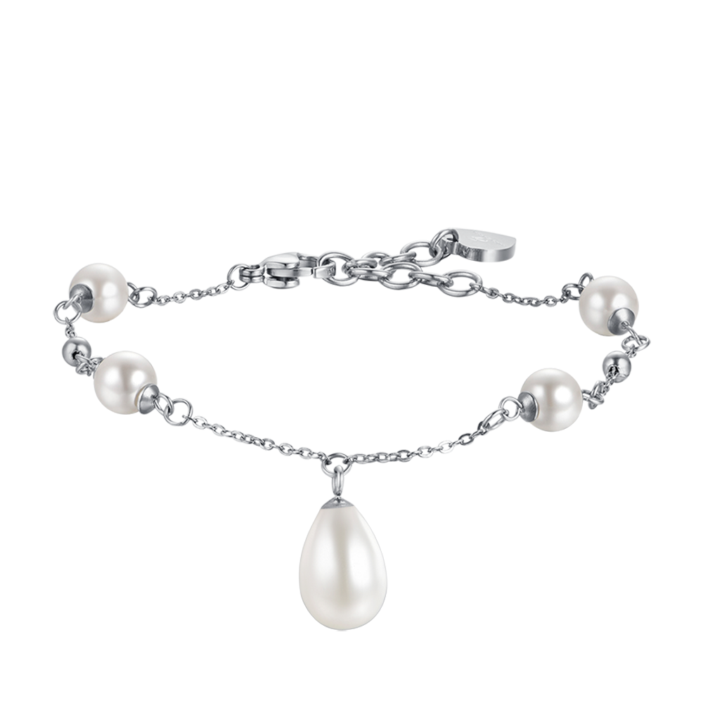 BRACCIALE DONNA IN ACCIAIO CON PERLE Luca Barra