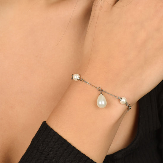 BRACCIALE DONNA IN ACCIAIO CON PERLE Luca Barra