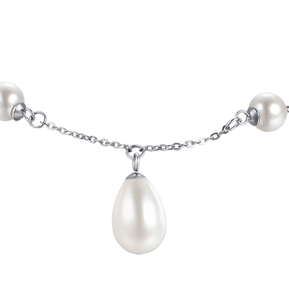 BRACCIALE DONNA IN ACCIAIO CON PERLE