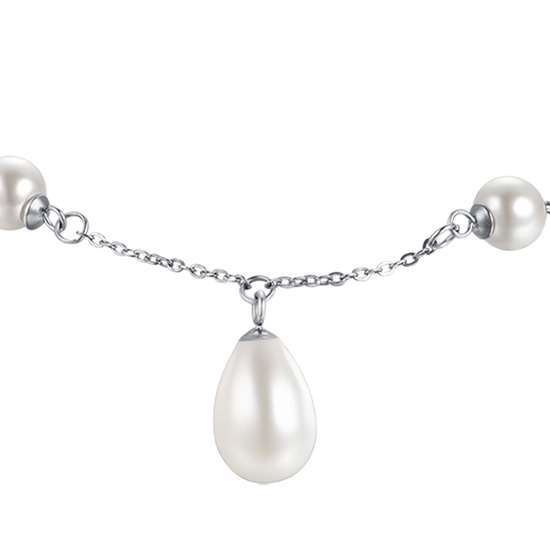 BRACCIALE DONNA IN ACCIAIO CON PERLE