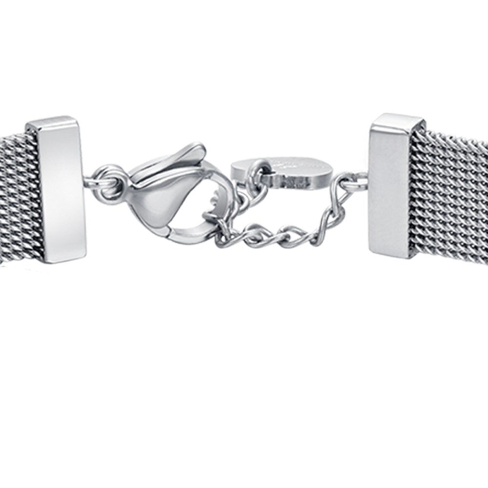 BRACCIALE DONNA IN ACCIAIO MAGLIA MILANO CON ELEMENTO CON CRISTALLI BIANCHI