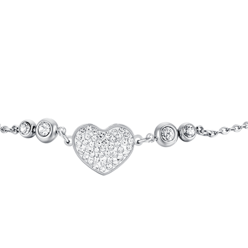 BRACCIALE DONNA IN ACCIAIO CON CUORE CON CRISTALLI BIANCHI