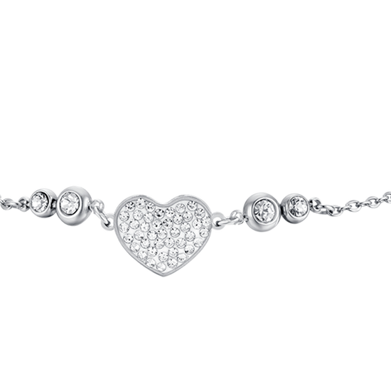 BRACCIALE DONNA IN ACCIAIO CON CUORE CON CRISTALLI BIANCHI