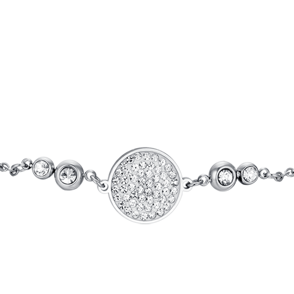 PULSERA DE ACERO PARA MUJER CON ELEMENTO DE CRISTAL BLANCO