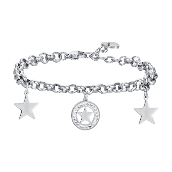 BRACCIALE DONNA IN ACCIAIO CON STELLE E CRISTALLI BIANCHI
