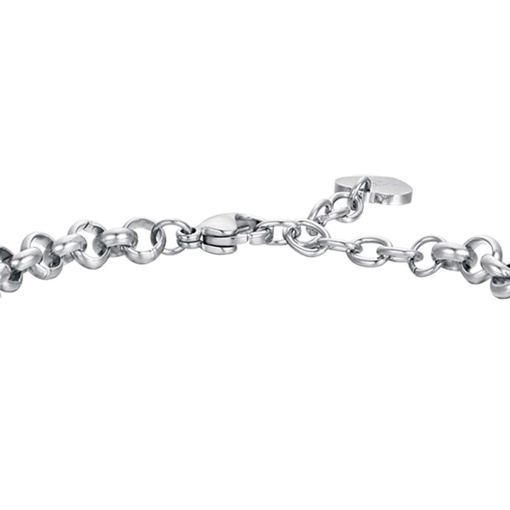 BRACCIALE DONNA IN ACCIAIO CON CUORI E CRISTALLI BIANCHI