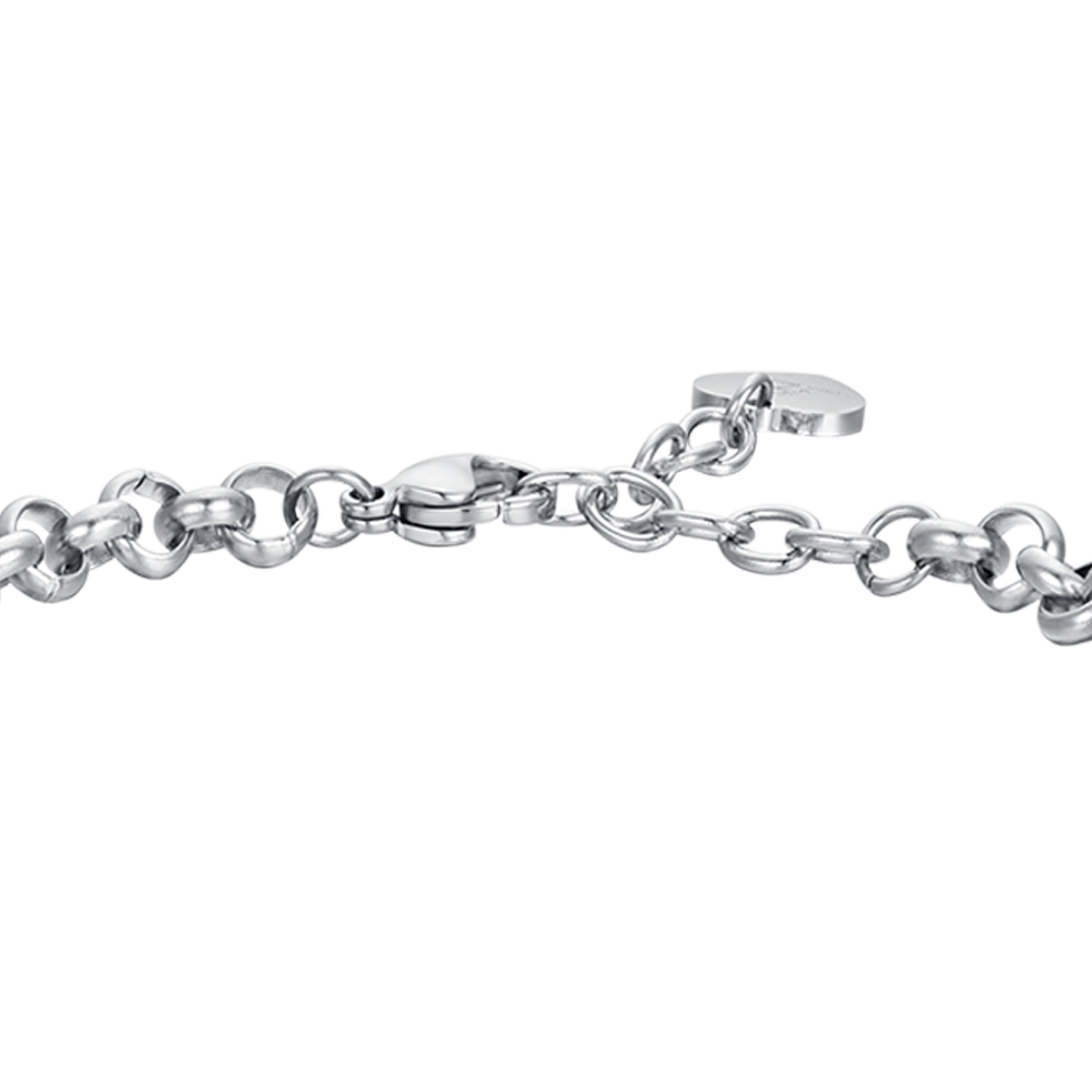 BRACCIALE DONNA IN ACCIAIO CON FIORE DELLA VITA E CRISTALLI BIANCHI