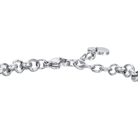 BRACCIALE DONNA IN ACCIAIO CON FIORE DELLA VITA E CRISTALLI BIANCHI