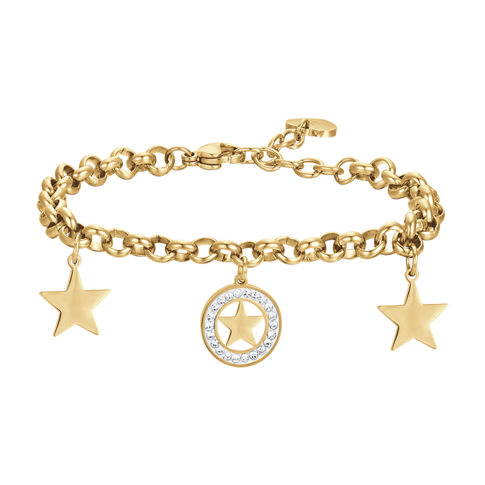 BRACCIALE DONNA IN ACCIAIO CON STELLE E CRISTALLI BIANCHI