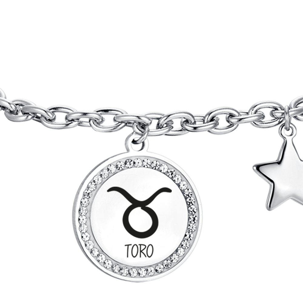 BRACCIALE DONNA IN ACCIAIO SEGNO ZODIACALE TORO PIASTRA
