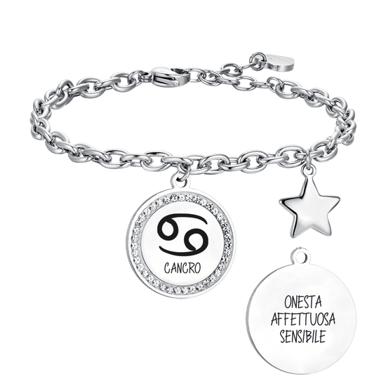 BRACCIALE DONNA IN ACCIAIO SEGNO ZODIACALE CANCRO PIASTRA