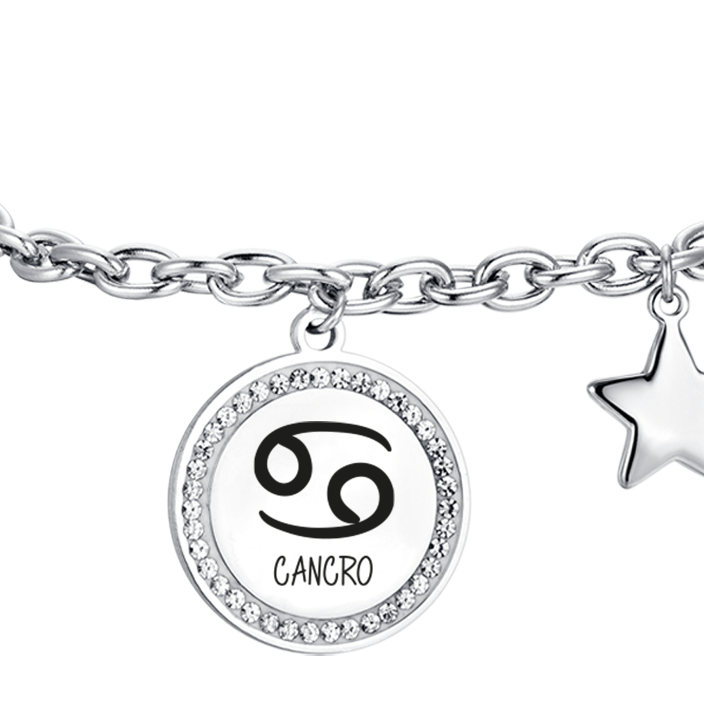 BRACCIALE DONNA IN ACCIAIO SEGNO ZODIACALE CANCRO PIASTRA