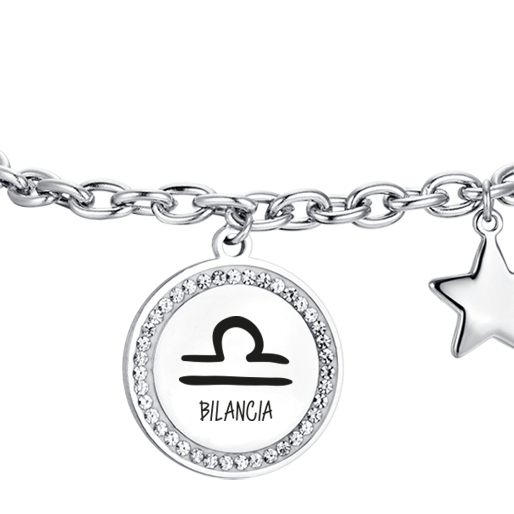 BRACCIALE DONNA IN ACCIAIO SEGNO ZODIACALE BILANCIA PIASTRA