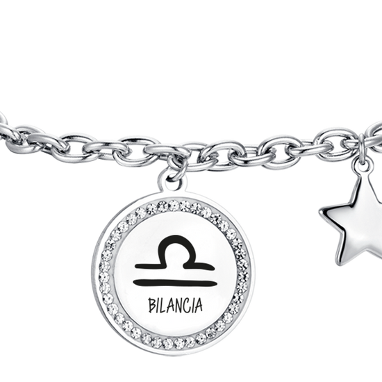 BRACCIALE DONNA IN ACCIAIO SEGNO ZODIACALE BILANCIA PIASTRA