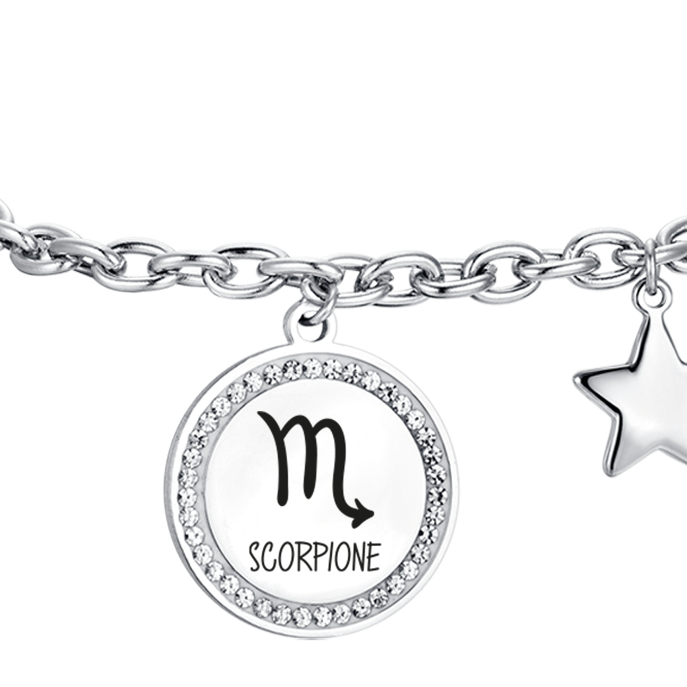 BRACCIALE DONNA IN ACCIAIO SEGNO ZODIACALE SCORPIONE PIASTRA