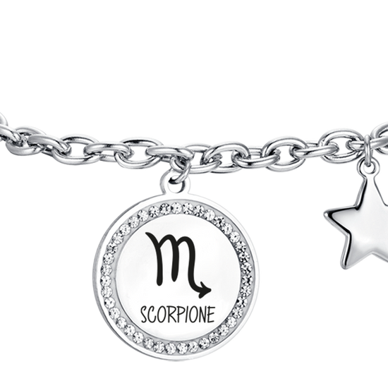 BRACCIALE DONNA IN ACCIAIO SEGNO ZODIACALE SCORPIONE PIASTRA