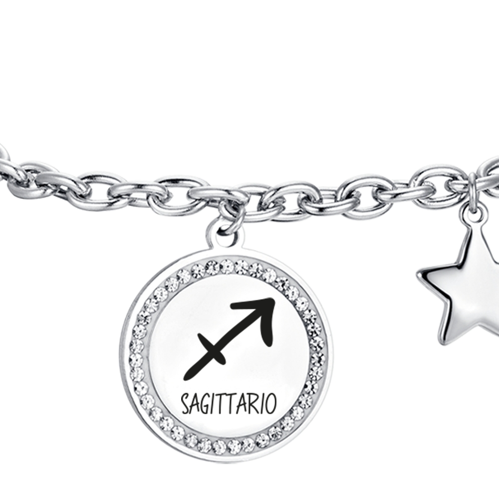 BRACCIALE DONNA IN ACCIAIO SEGNO ZODIACALE SAGITTARIO PIASTRA