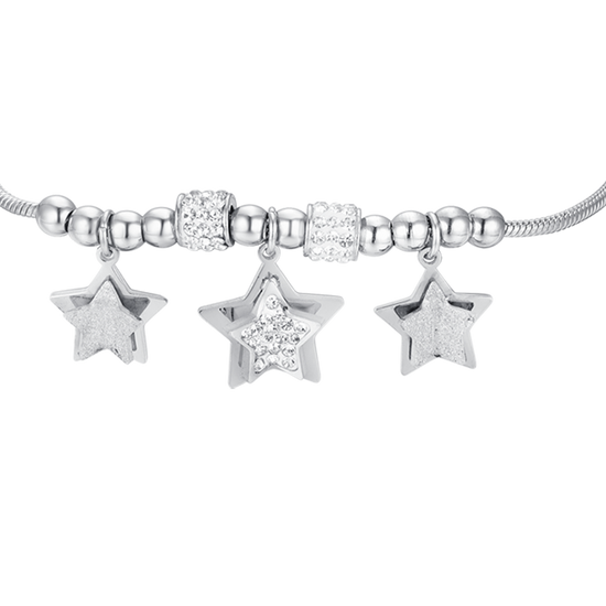 BRACCIALE DONNA IN ACCIAIO STELLE CON CRISTALLI BIANCHI