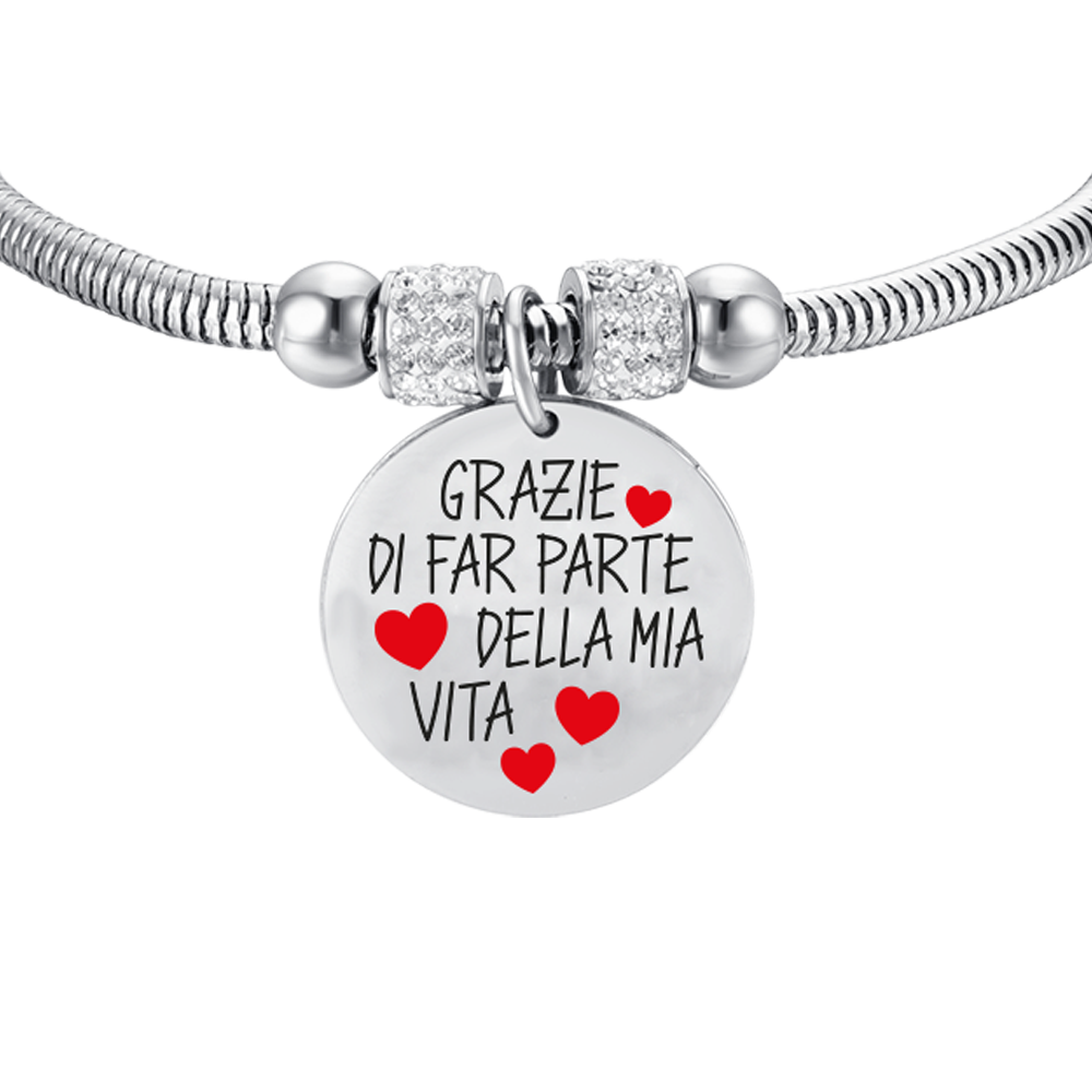BRACCIALE DONNA IN ACCIAIO GRAZIE DI FAR PARTE DELLA MIA VITA