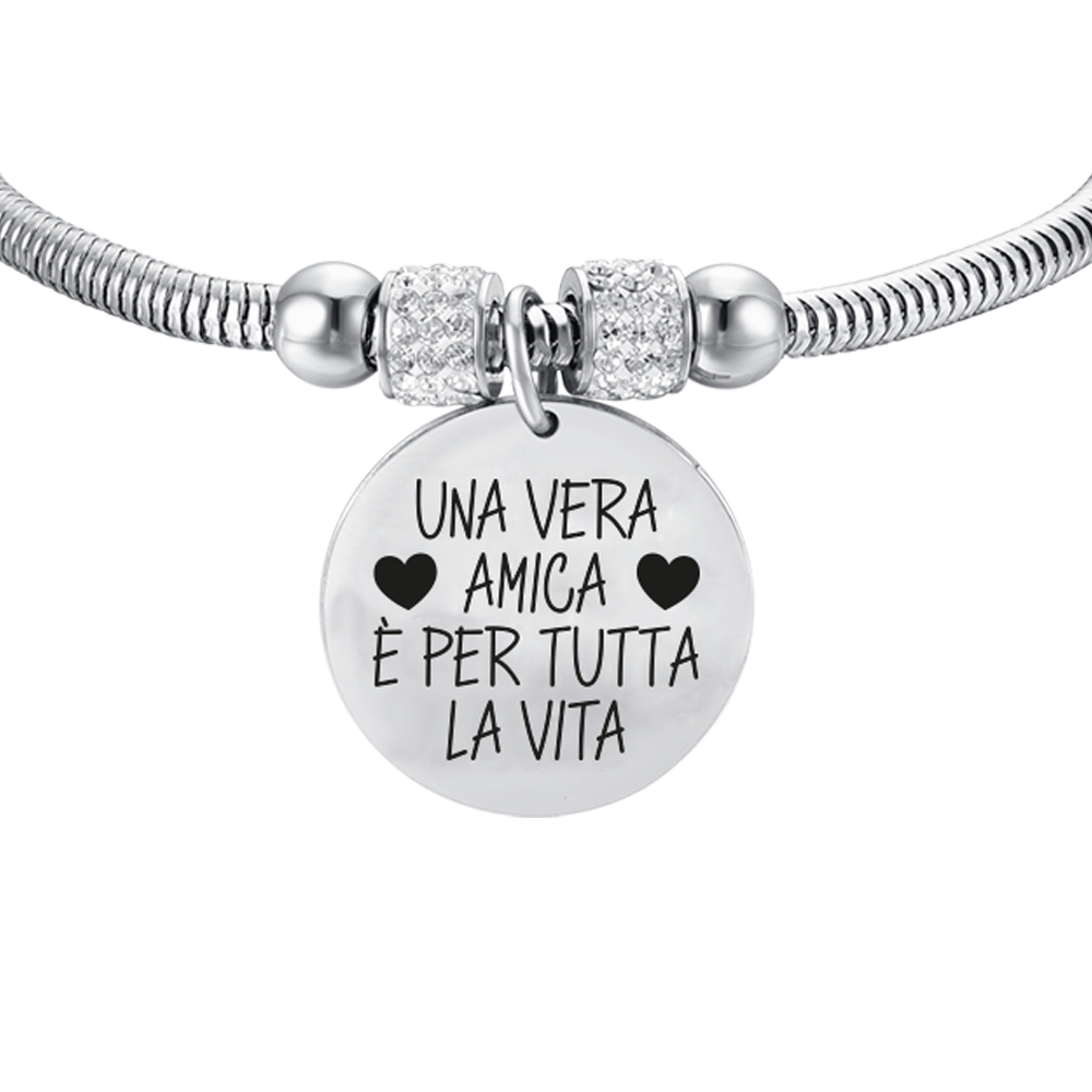 BRACCIALE DONNA IN ACCIAIO UNA VERA AMICA E' PER TUTTA LA VITA