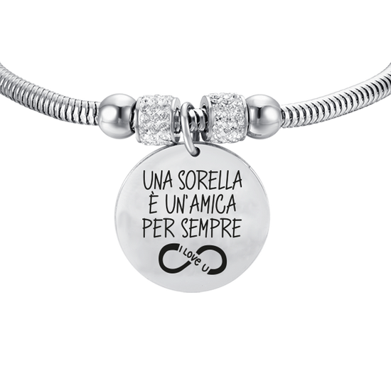 BRACCIALE DONNA IN ACCIAIO UNA SORELLA E' UN'AMICA PER SEMPRE Luca Barra