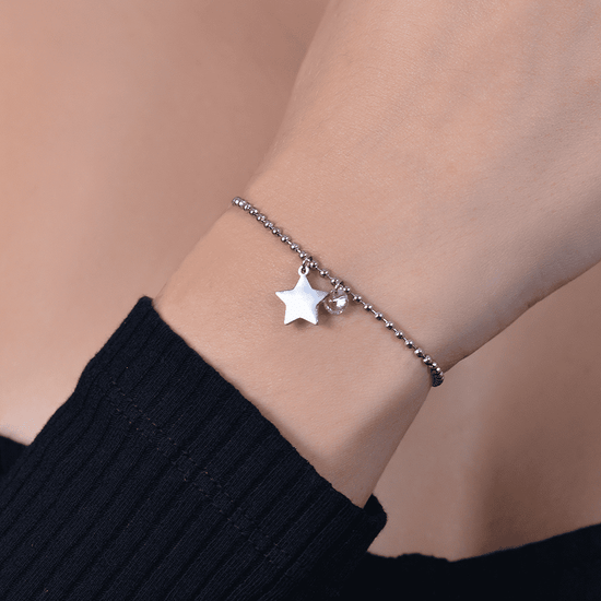 Bracciale Donna In Acciaio Inox Con Ciondolo Stella E Lucchetto – Liscio, Argento, Cavigliera Inclusa
