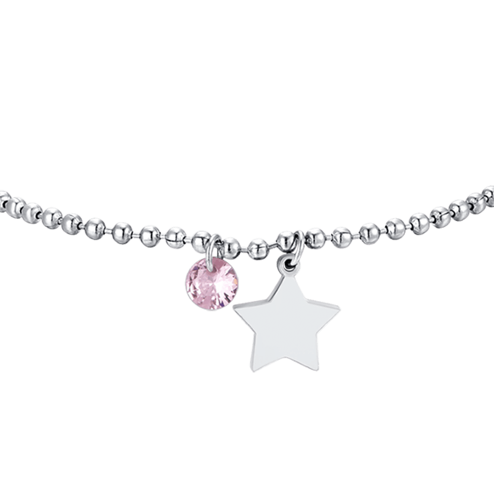 BRACCIALE DONNA IN ACCIAIO CON STELLA E ZIRCONE ROSA