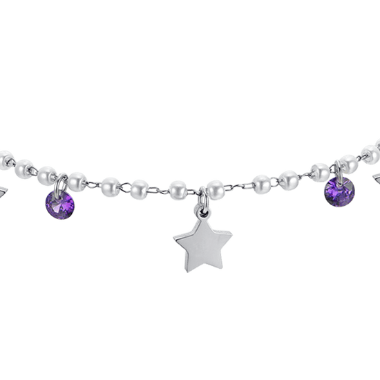 BRACCIALE DONNA IN ACCIAIO PERLE CON STELLE