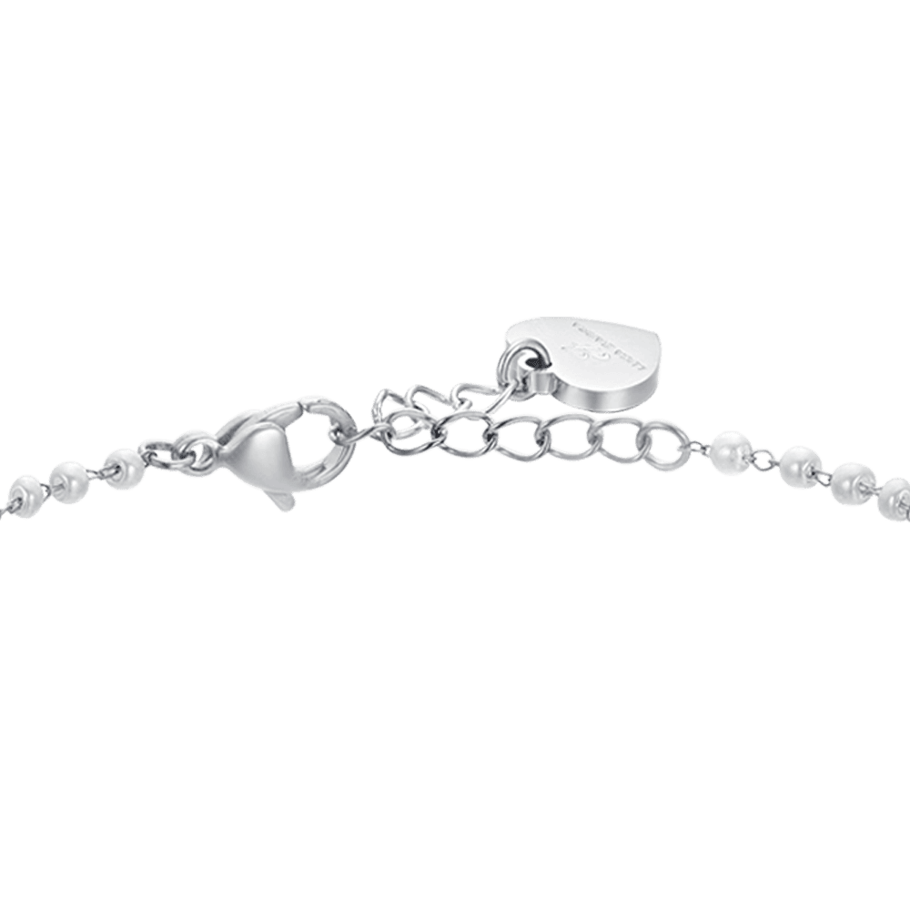 BRACCIALE DONNA IN ACCIAIO PERLE CON FARFALLE