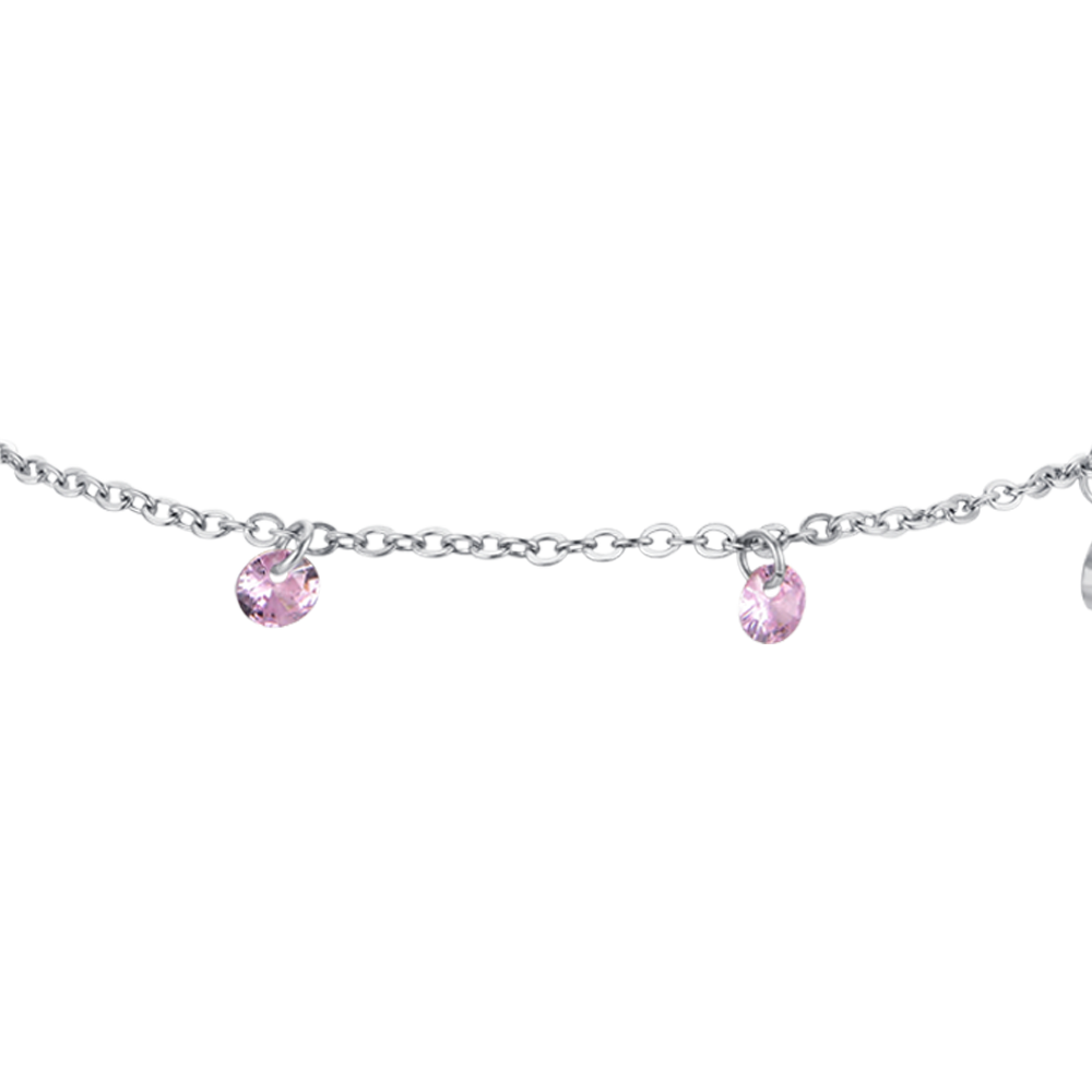 BRACCIALE DONNA IN ACCIAIO CRISTALLI ROSA