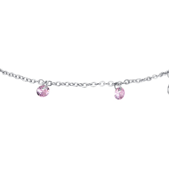 BRACCIALE DONNA IN ACCIAIO CRISTALLI ROSA