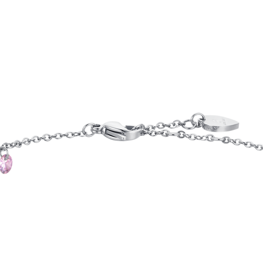 BRACCIALE DONNA IN ACCIAIO CRISTALLI ROSA