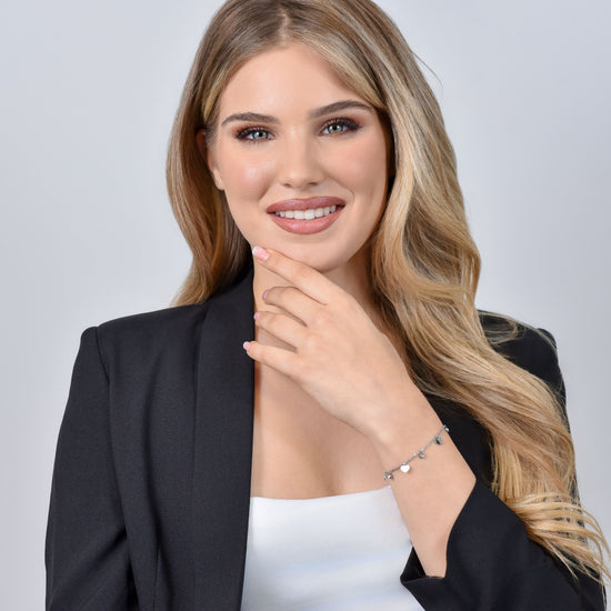 BRACCIALE DONNA IN ACCIAIO CUORI E CRISTALLI