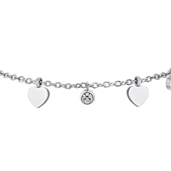BRACCIALE DONNA IN ACCIAIO CUORI E CRISTALLI