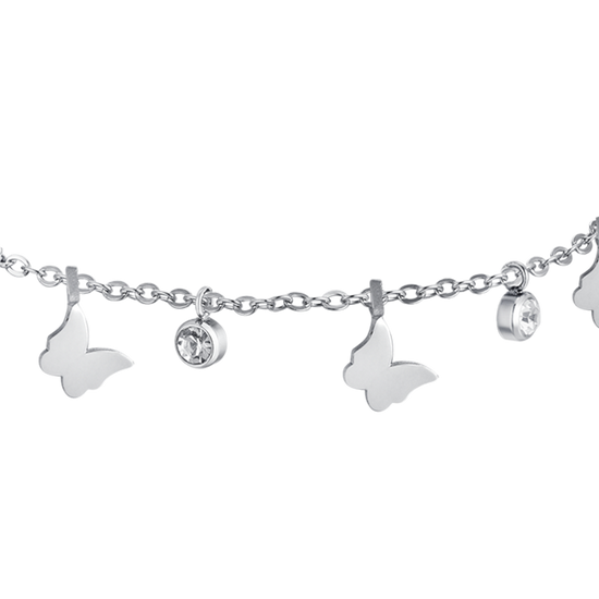 BRACCIALE DONNA IN ACCIAIO FARFALLE E CRISTALLI