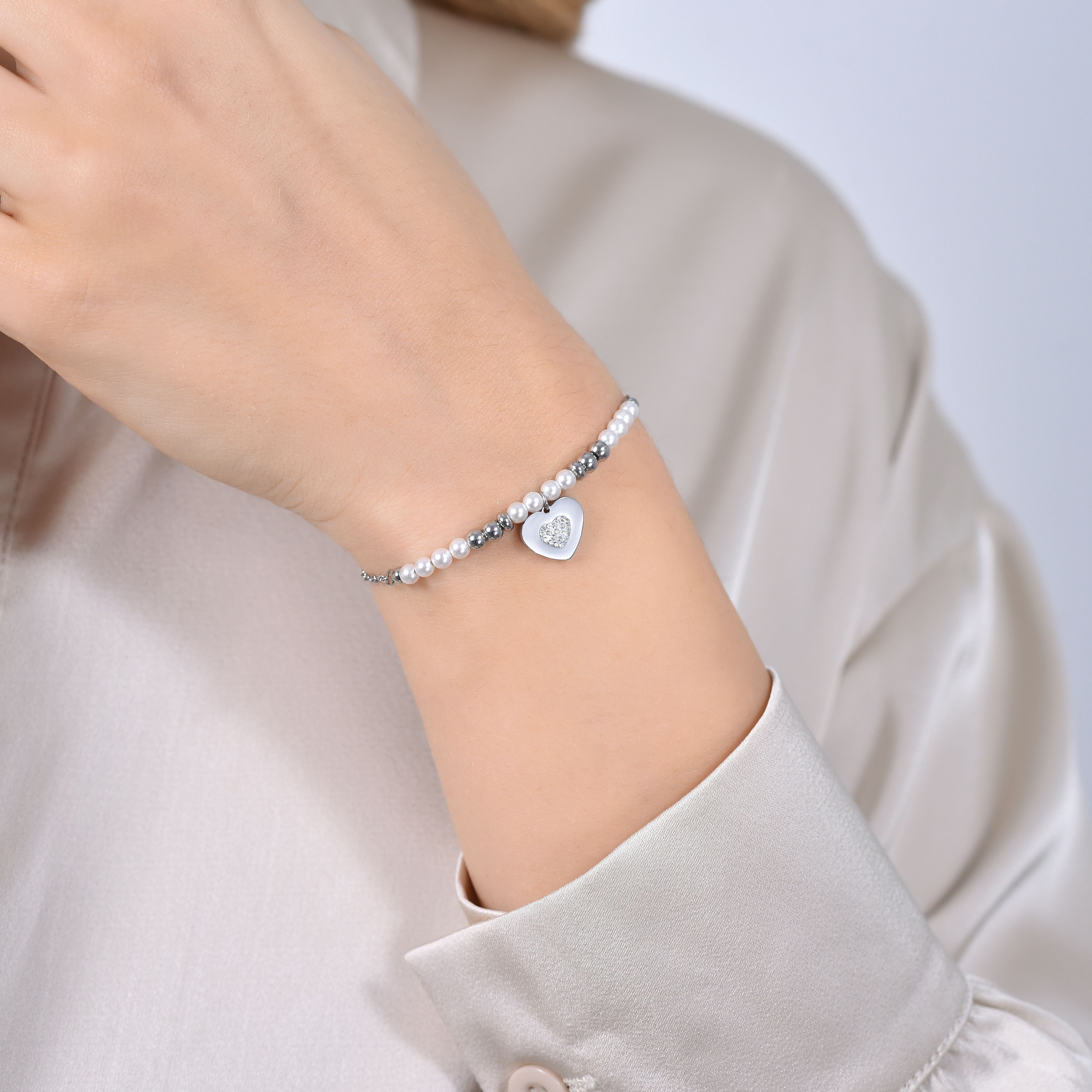 NicoWerk Bracciale In Argento 925 Con Perla D'acqua Dolce – Regolabile 16,5-20 Cm, Eleganza