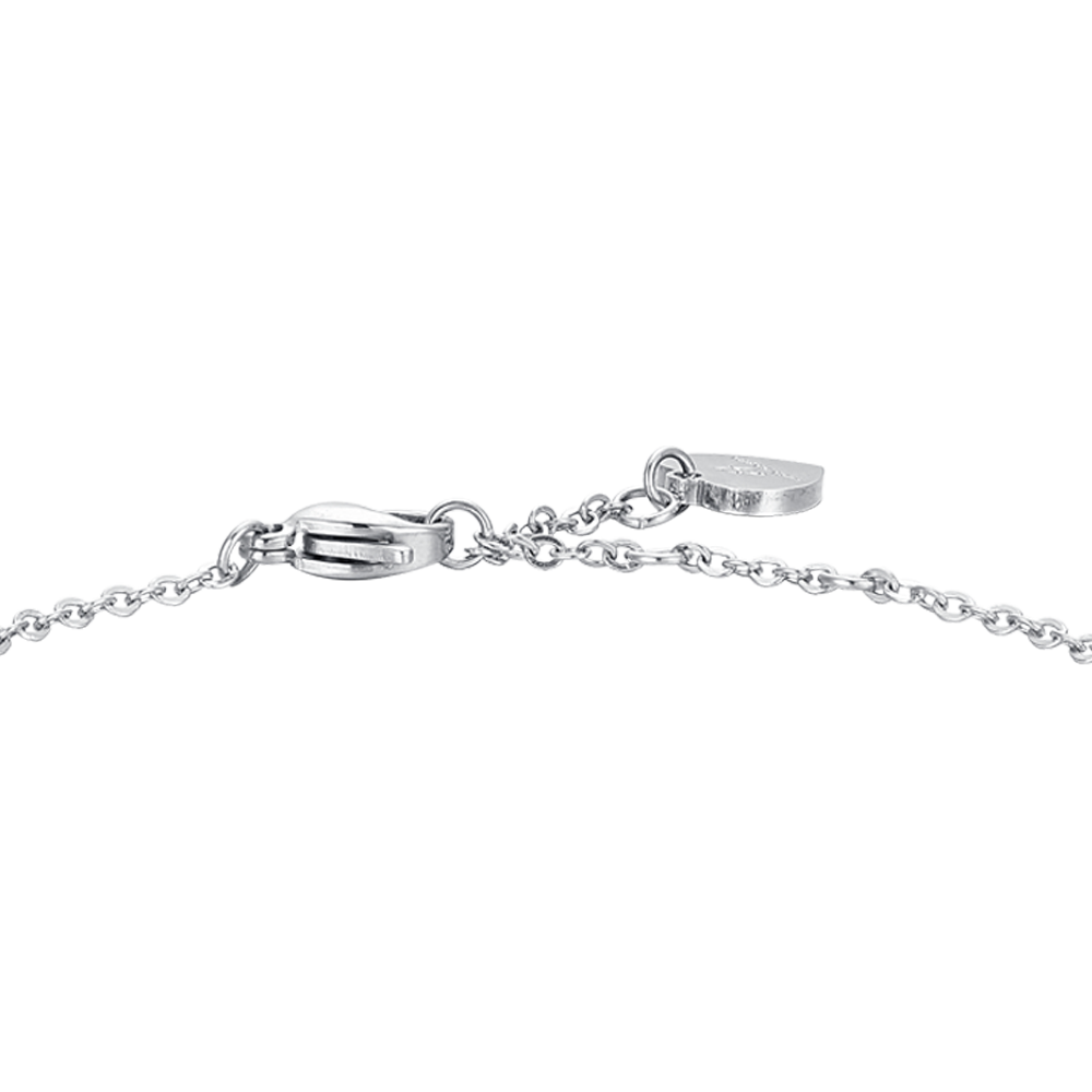BRACCIALE DONNA IN ACCIAIO CON PERLE SINTETICHE E COCCINELLA