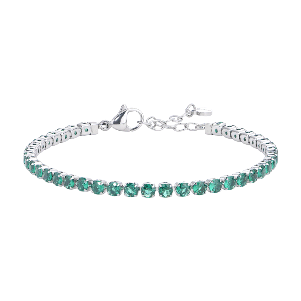 BRACCIALE TENNIS DONNA CRISTALLI VERDI